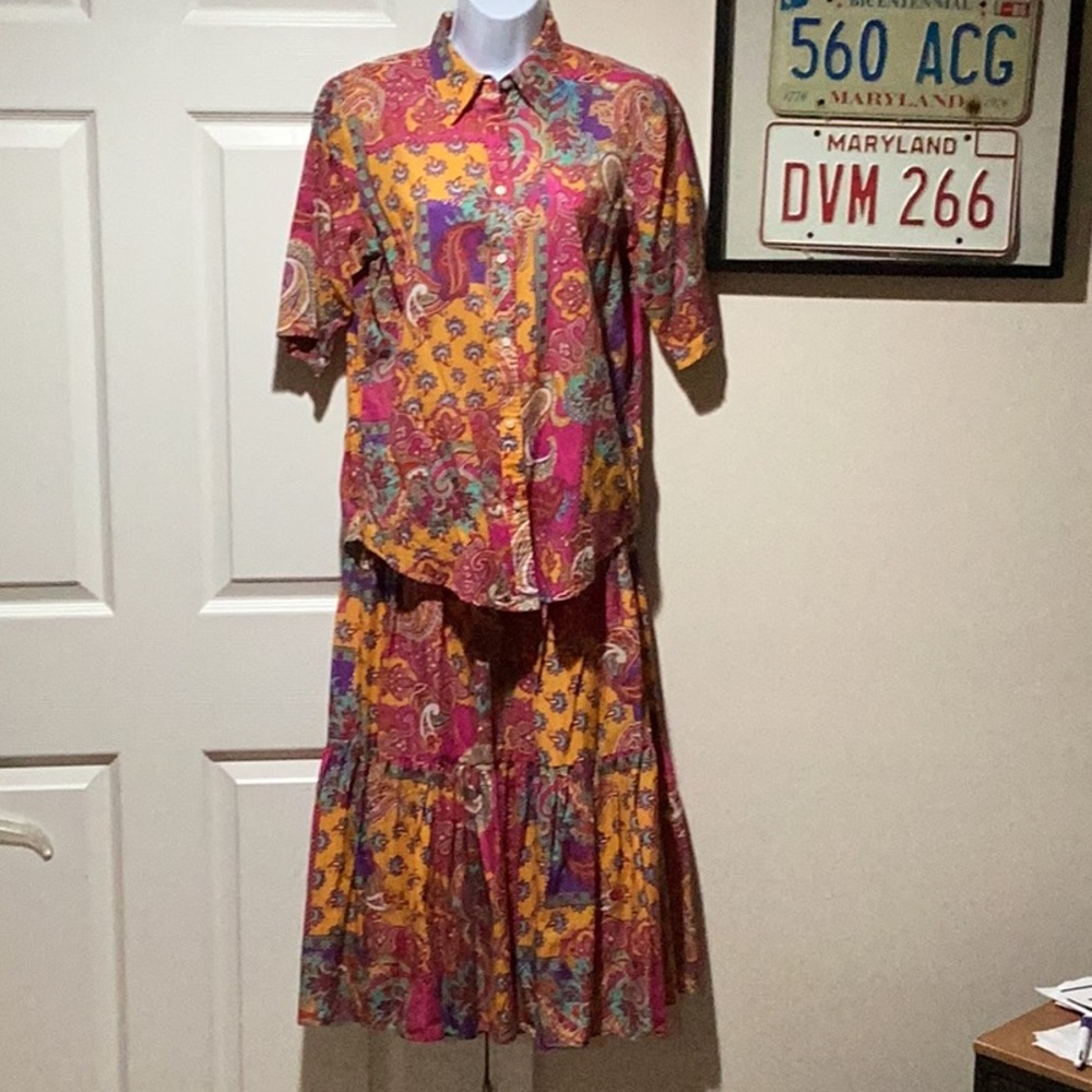 Ralph Lauren Vintage Multicolor Paisley Women's Skirt Set - Size M